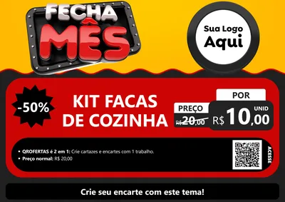 Modelo de Cartaz para Cartaz A4 Horizontal com o tema Fecha Mês para Utilidades Domésticas