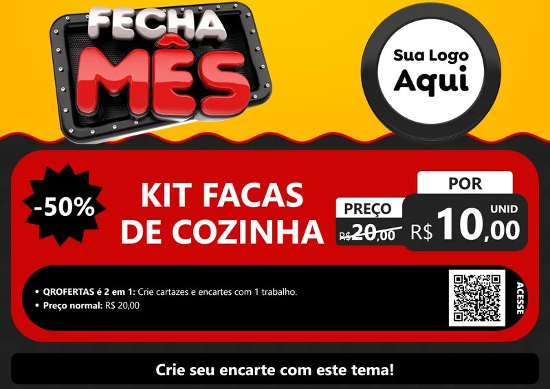 Modelo de Cartaz para Cartaz A4 Horizontal com o tema Fecha Mês para Utilidades Domésticas