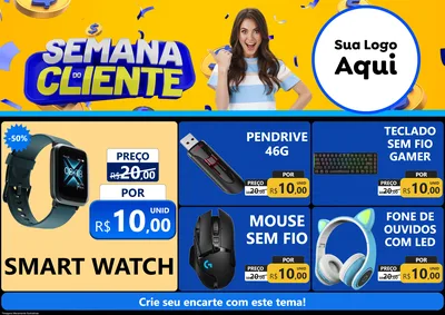 Modelo de Encarte para Encarte A4 Horizontal com o tema Semana do Cliente para Informática