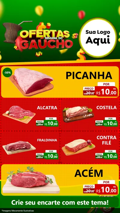 Modelo de TV para TV Vertical com o tema Ofertas Semana Do Gaúcho para Açougue