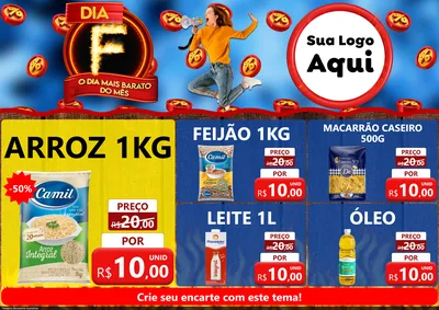 Modelo de Encarte para Encarte A4 Horizontal com o tema Dia F - O Dia Mais Barato Do Mês para Supermercado