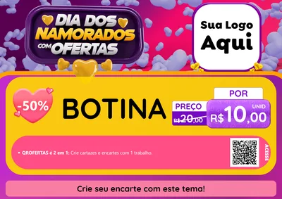 Modelo de Cartaz para Cartaz A4 Horizontal com o tema Dia Dos Namorados Com Ofertas para Agropecuária