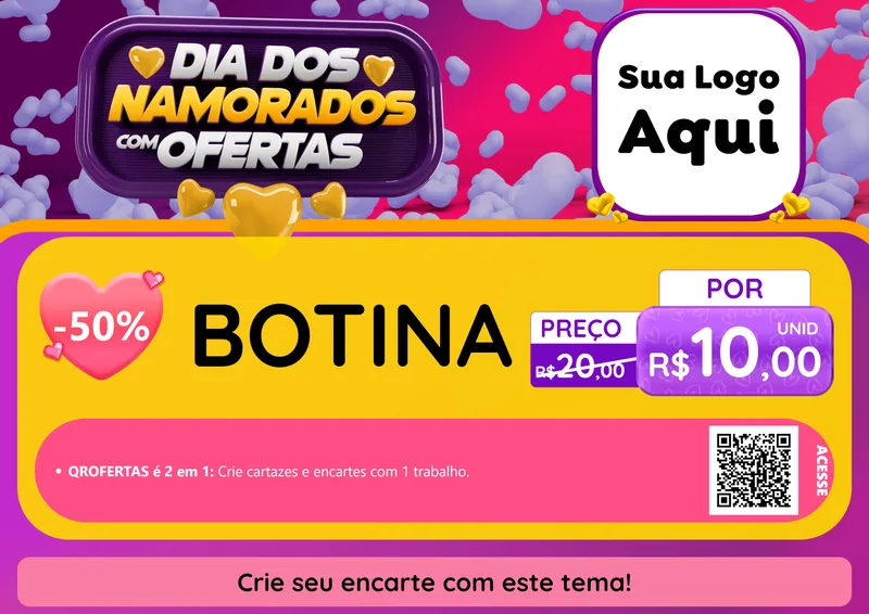 Modelo de Cartaz para Cartaz A4 Horizontal com o tema Dia Dos Namorados Com Ofertas para Agropecuária