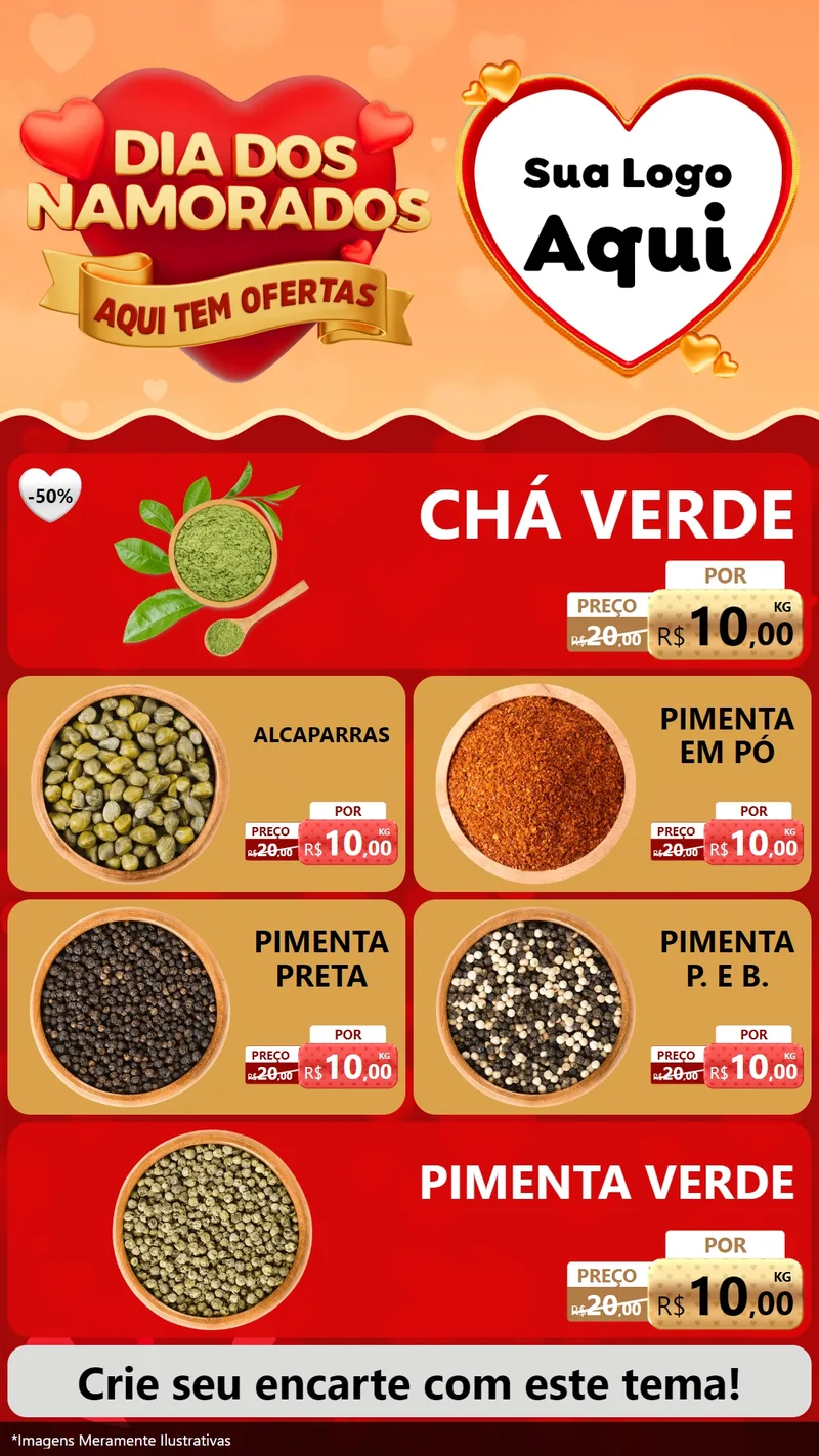 Modelo de TV para TV Vertical com o tema Dia dos Namorados - Aqui Tem Ofertas para Produtos Naturais