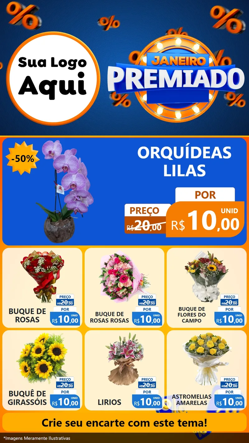 Modelo de Rede Social para Stories com o tema Janeiro Premiado para Floricultura e jardim