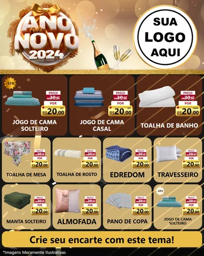 Modelo de Rede Social para Feed Instagram com o tema Feliz Ano Novo 2027 para Cama, Mesa e Banho