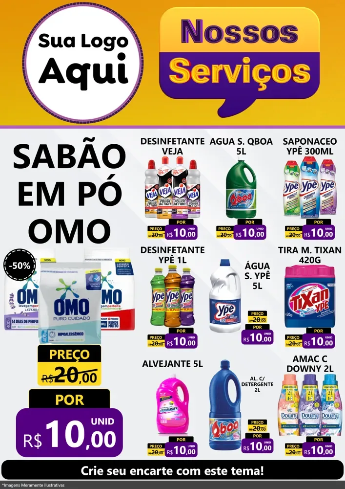 Modelo de Encarte para Encarte A4 Vertical com o tema Nossos Serviços para Produtos de Limpeza