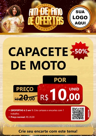 Modelo de Cartaz para Cartaz A4 Vertical com o tema Fim de Ano de Ofertas para Moto peças