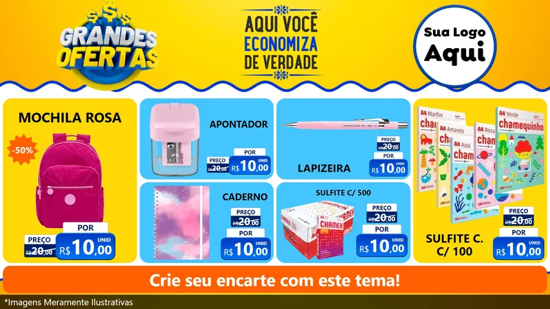 Modelo de TV para TV Horizontal com o tema Grandes Ofertas para Papelaria