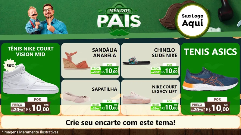 Modelo de TV para TV Horizontal com o tema Mês dos Pais para Calçados