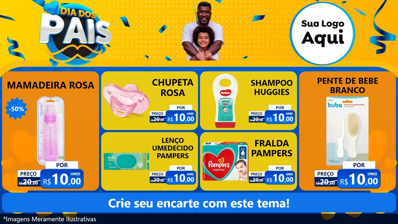 Modelo de TV para TV Horizontal com o tema Dia dos Pais para Bebês
