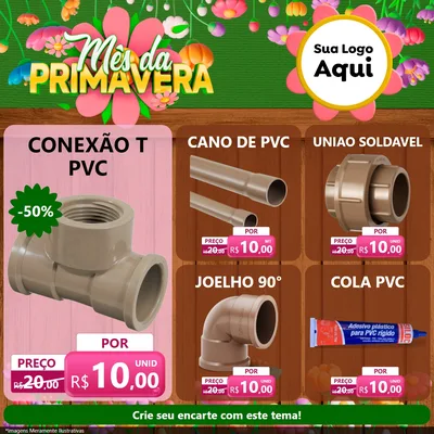 Modelo de Rede Social para Feed Facebook com o tema Mês da Primavera para Tubos e conexões