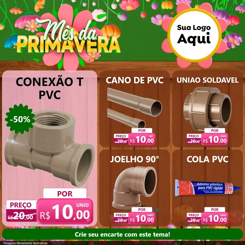 Modelo de Rede Social para Feed Facebook com o tema Mês da Primavera para Tubos e conexões