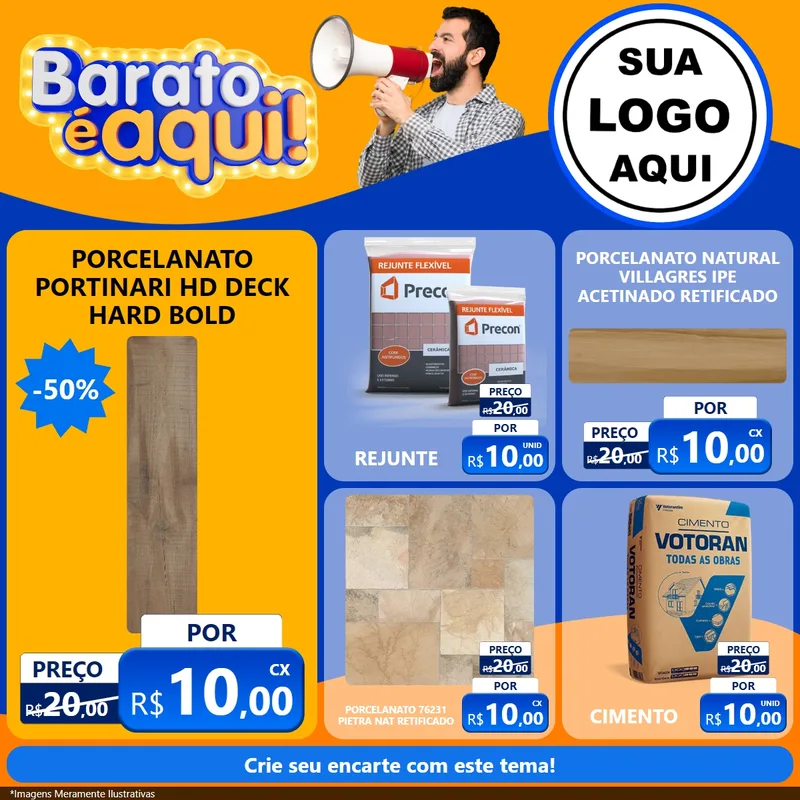 Modelo de Rede Social para Feed Facebook com o tema Barato é aqui para Pisos e revestimentos