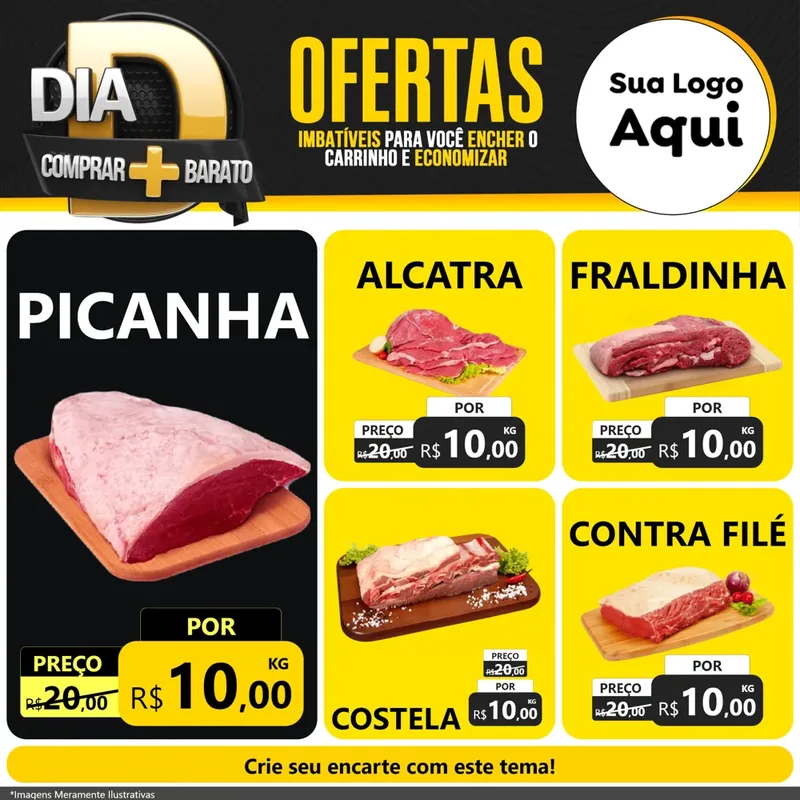 Modelo de Rede Social para Feed Facebook com o tema Dia D Mais Economia para Açougue