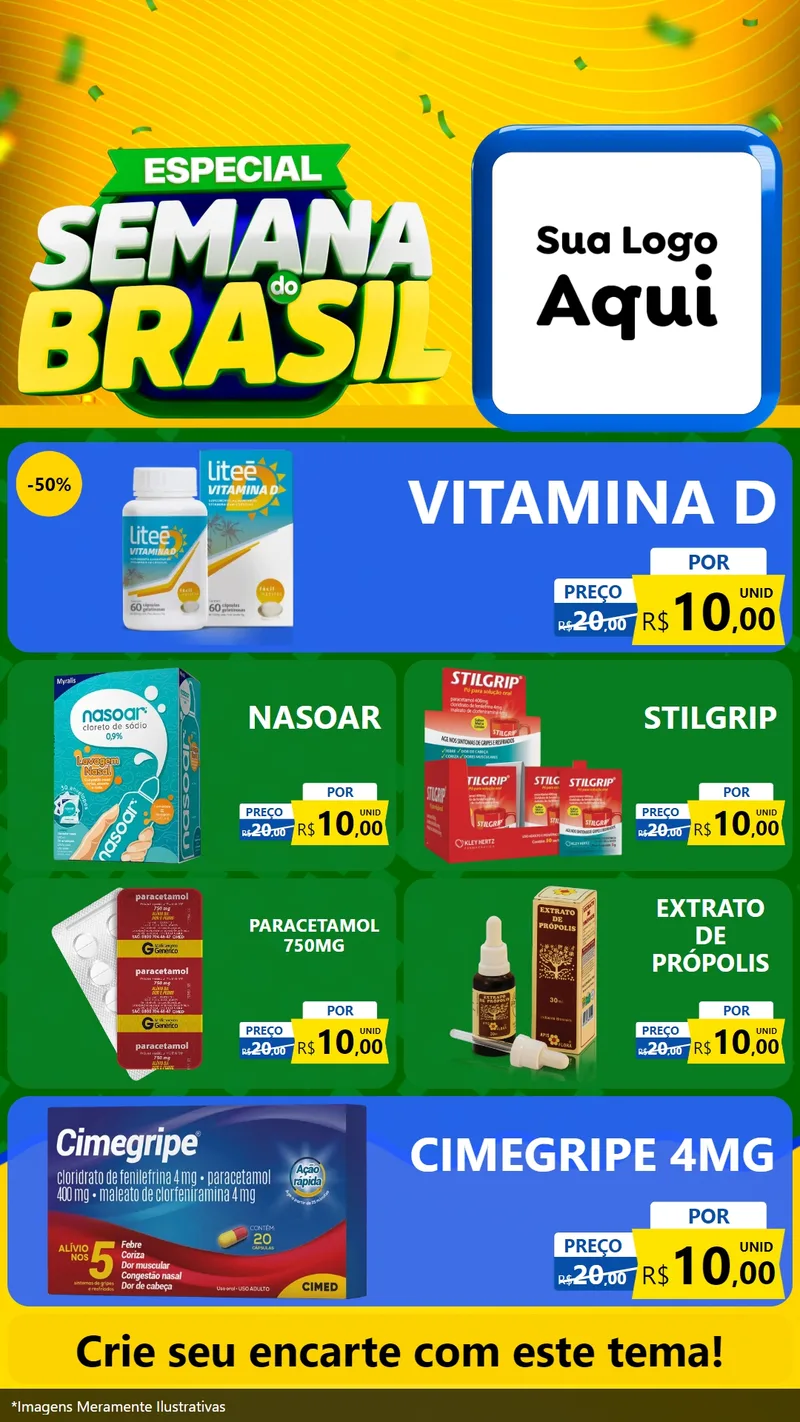 Modelo de TV para TV Vertical com o tema Especial Semana do Brasil para Farmácia