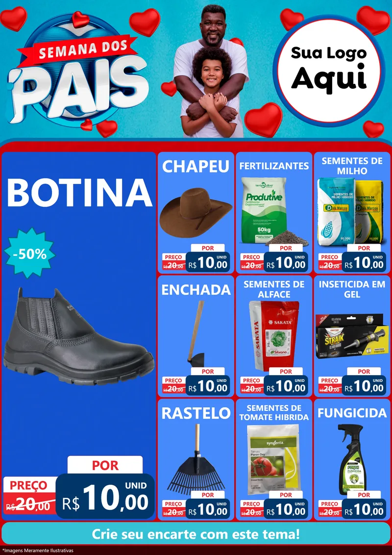 Modelo de Encarte para Encarte A4 Vertical com o tema Semana Dos Pais para Agropecuária