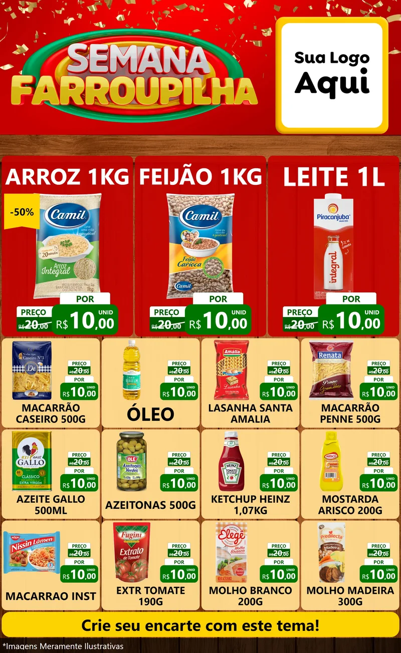 Modelo de Encarte para Encarte Grande com o tema Semana Farroupilha para Supermercado