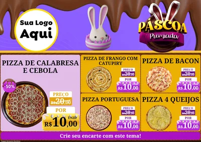 Modelo de Encarte para Encarte A4 Horizontal com o tema Páscoa Premiada para Pizzaria