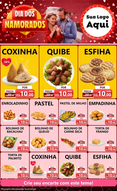 Modelo de Encarte para Encarte Grande com o tema Dia Dos Namorados para Salgadaria