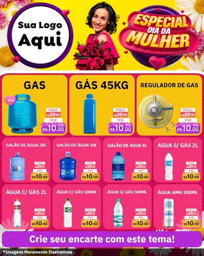 Modelo de Rede Social para Feed Instagram com o tema Especial Dia da Mulher para Água e gás