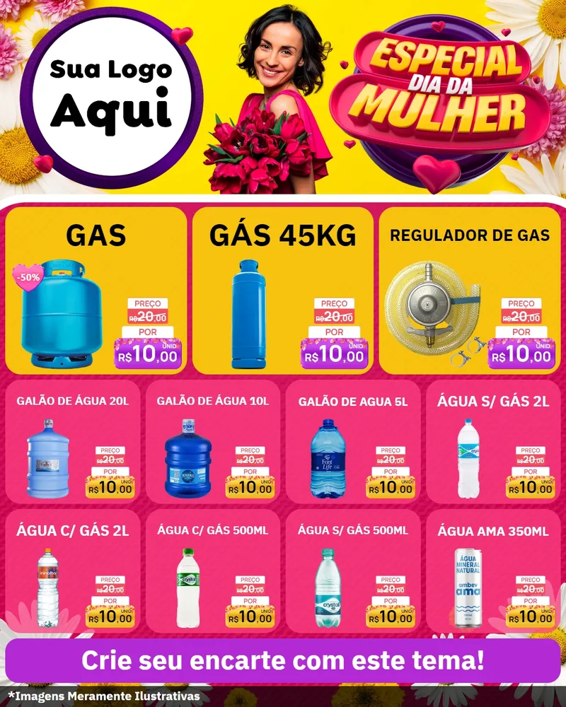 Modelo de Rede Social para Feed Instagram com o tema Especial Dia da Mulher para Água e gás