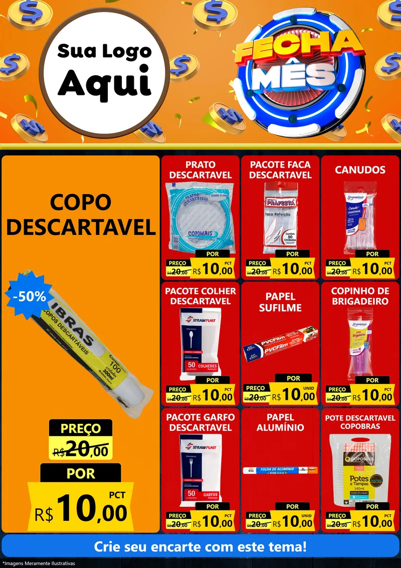 Modelo de Encarte para Encarte A4 Vertical com o tema Fecha Mês para Embalagens