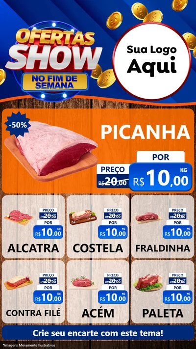 Modelo de Rede Social para Stories com o tema Ofertas Show No Fim De Semana para Açougue
