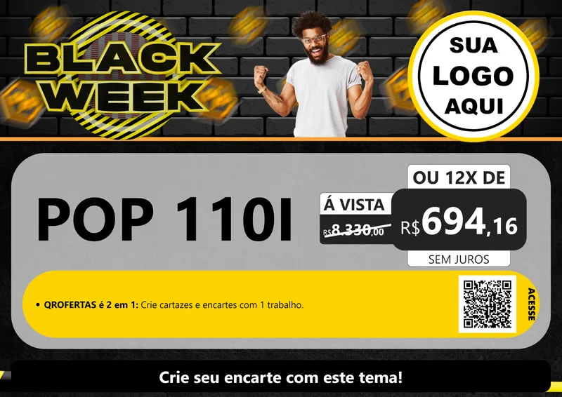 Modelo de Cartaz para Cartaz A4 Horizontal com o tema Black Week para Concessionaria de Motos