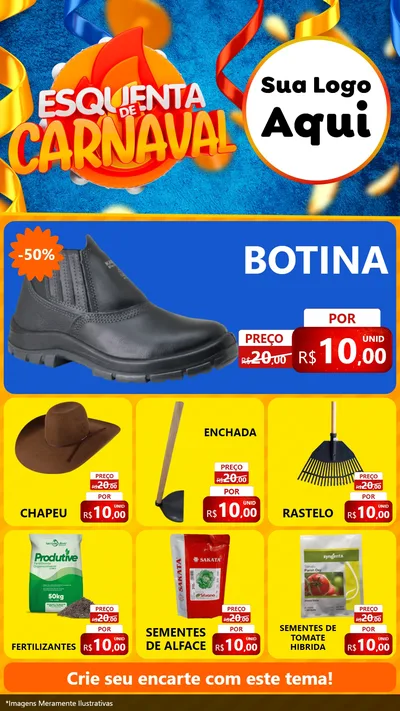 Modelo de Rede Social para Stories com o tema Esquenta de Carnaval para Agropecuária