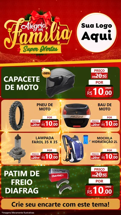 Modelo de TV para TV Vertical com o tema Alegria em Família Super Ofertas - Natal para Moto peças
