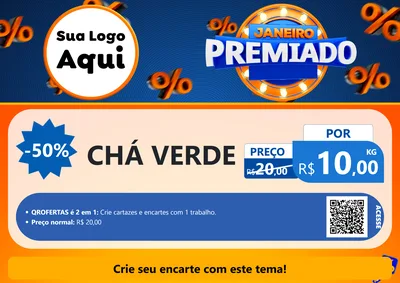 Modelo de Cartaz para Cartaz A4 Horizontal com o tema Janeiro Premiado para Produtos Naturais