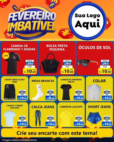 Modelo de Rede Social para Feed Instagram com o tema Fevereiro Imbatível para Roupas e acessórios