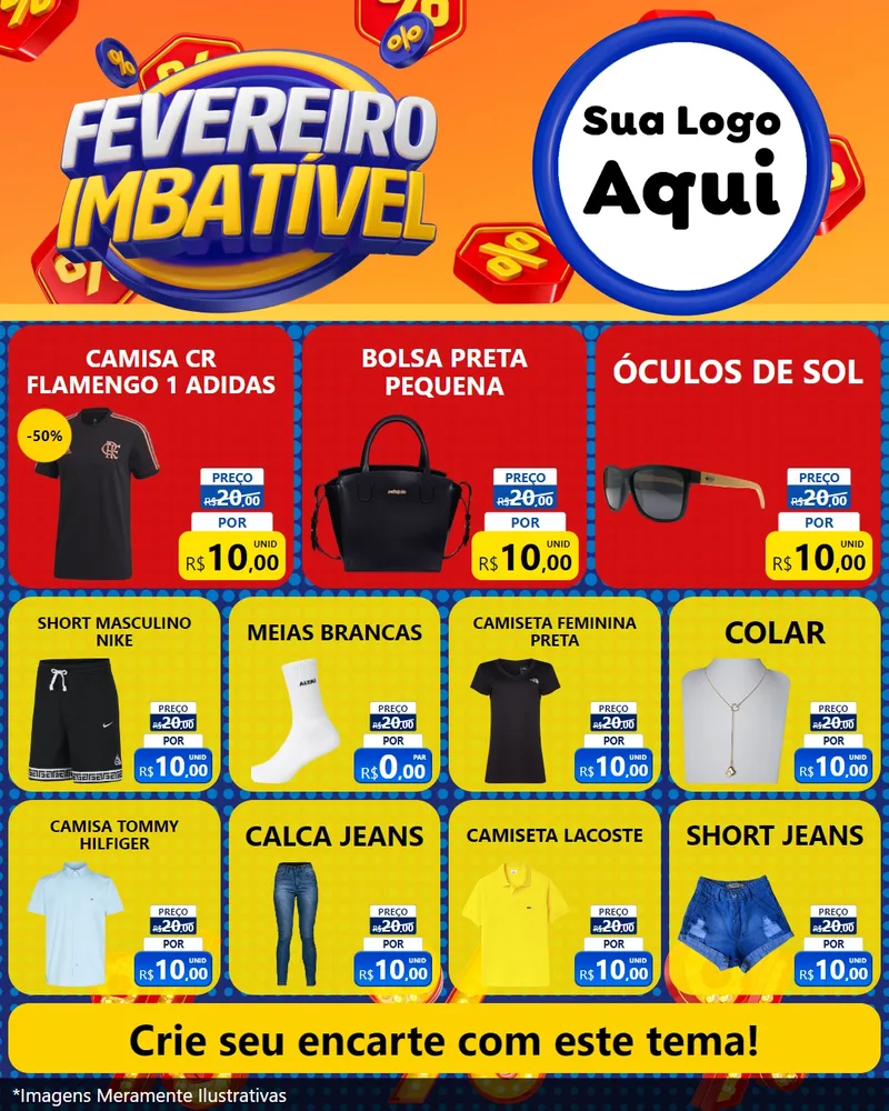 Modelo de Rede Social para Feed Instagram com o tema Fevereiro Imbatível para Roupas e acessórios