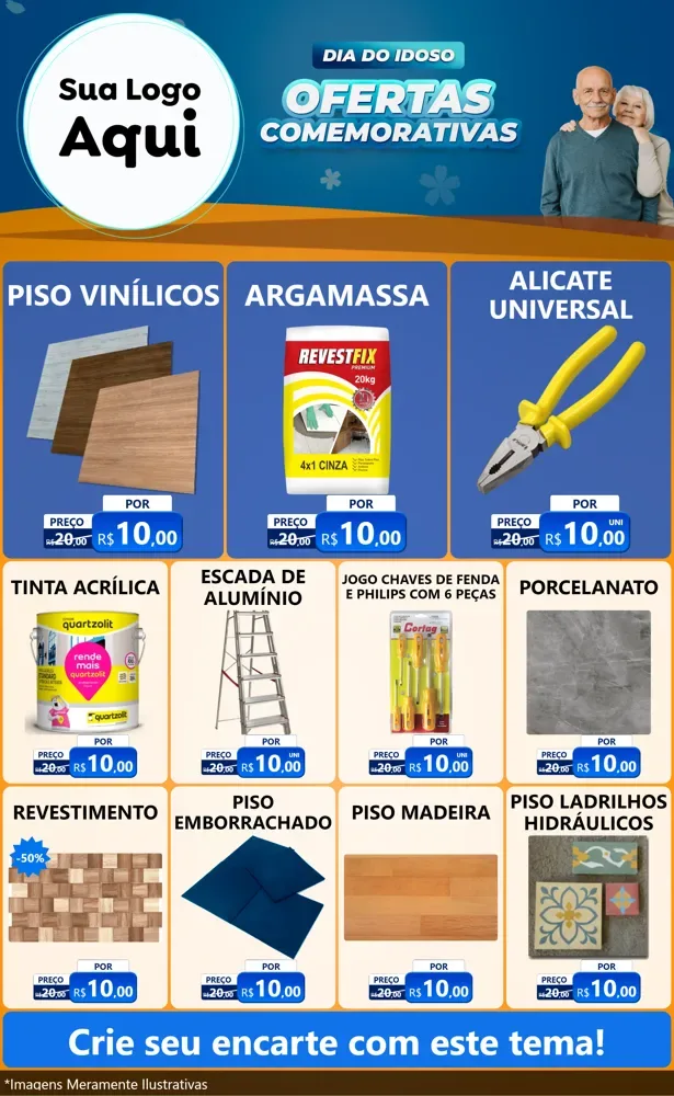 Modelo de Encarte para Encarte Grande com o tema Dia do Idoso para Material para Construção