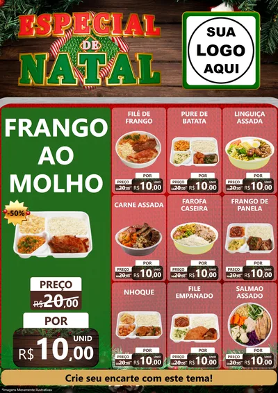 Modelo de Encarte para Encarte A4 Vertical com o tema Especial de Natal para Restaurante