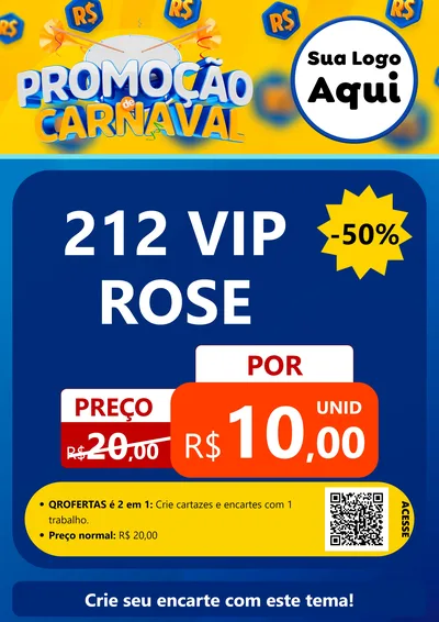 Modelo de Cartaz para Cartaz A4 Vertical com o tema Promoção de Carnaval para Perfumes
