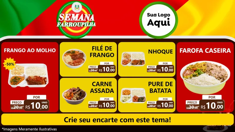 Modelo de TV para TV Horizontal com o tema Semana Farroupilha para Restaurante