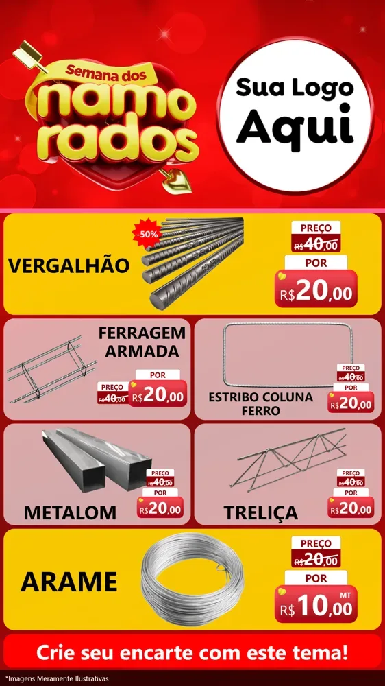 Modelo de TV para TV Vertical com o tema Semana dos namorados para Ferragens