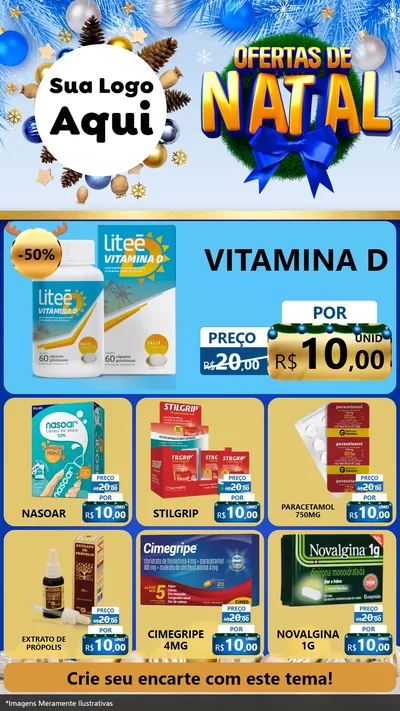 Modelo de Rede Social para Stories com o tema Ofertas de Natal para Farmácia