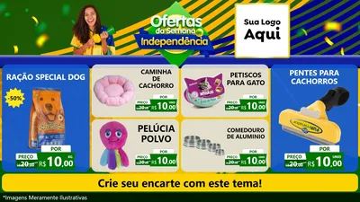 Modelo de TV para TV Horizontal com o tema Ofertas da Semana da Independência para Pet Shop