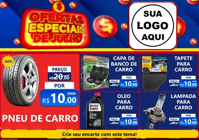 Modelo de Encarte para Encarte A4 Horizontal com o tema Ofertas Especiais de Julho para Auto peças