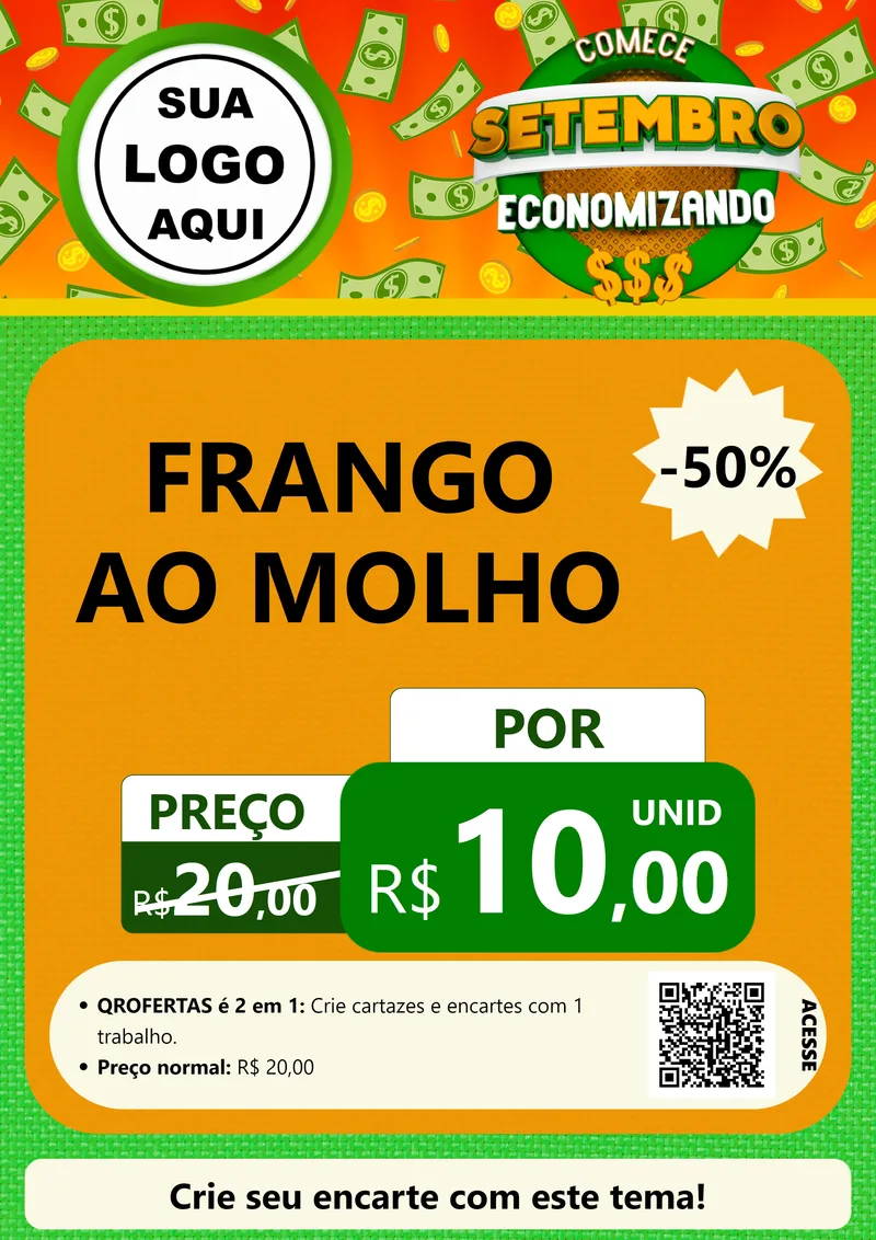 Modelo de Cartaz para Cartaz A4 Vertical com o tema Comece Setembro Economizando para Restaurante