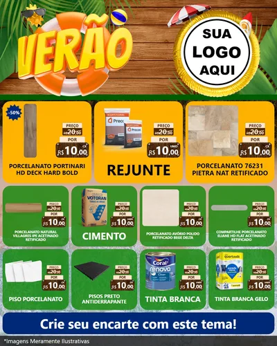 Modelo de Rede Social para Feed Instagram com o tema Verão para Pisos e revestimentos