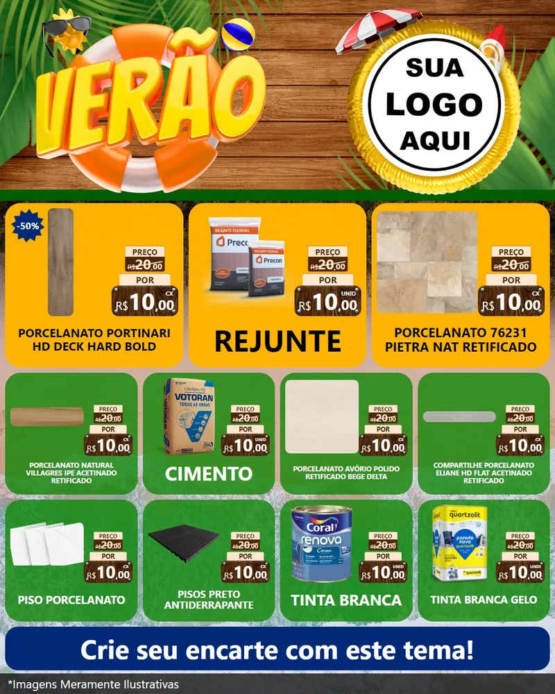 Modelo de Rede Social para Feed Instagram com o tema Verão para Pisos e revestimentos