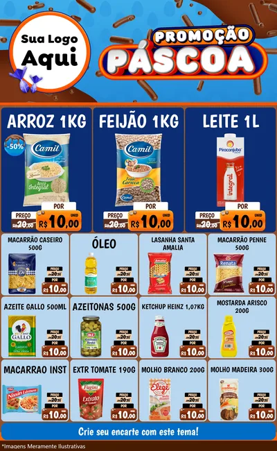 Modelo de Encarte para Encarte Grande com o tema Promoção Páscoa para Supermercado
