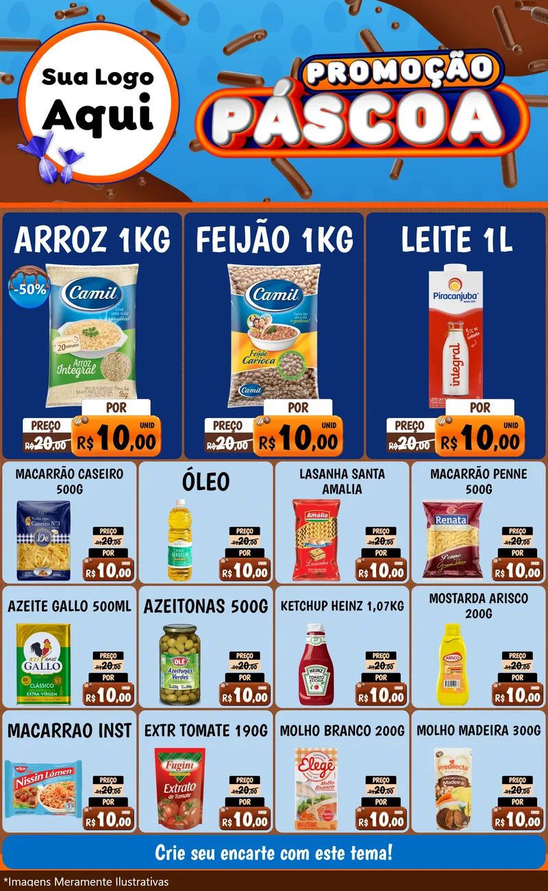 Modelo de Encarte para Encarte Grande com o tema Promoção Páscoa para Supermercado