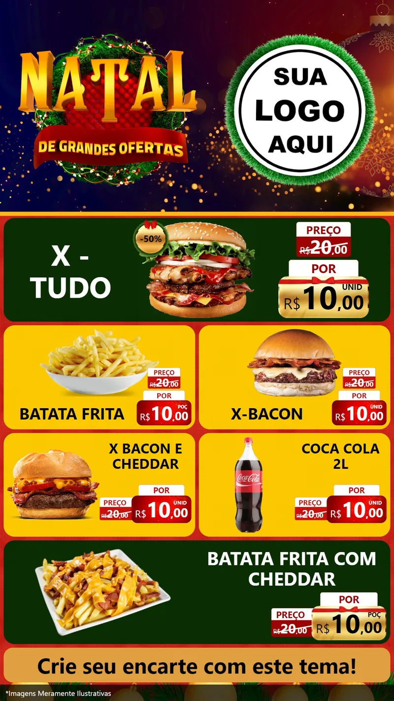 Modelo de TV para TV Vertical com o tema Natal de Grandes Ofertas para Hamburgueria