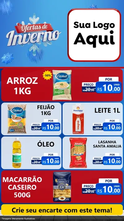 Modelo de TV para TV Vertical com o tema Ofertas de Inverno para Supermercado