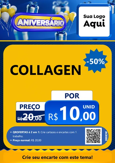 Modelo de Cartaz para Cartaz A4 Vertical com o tema Aniversário para Suplementos alimentares
